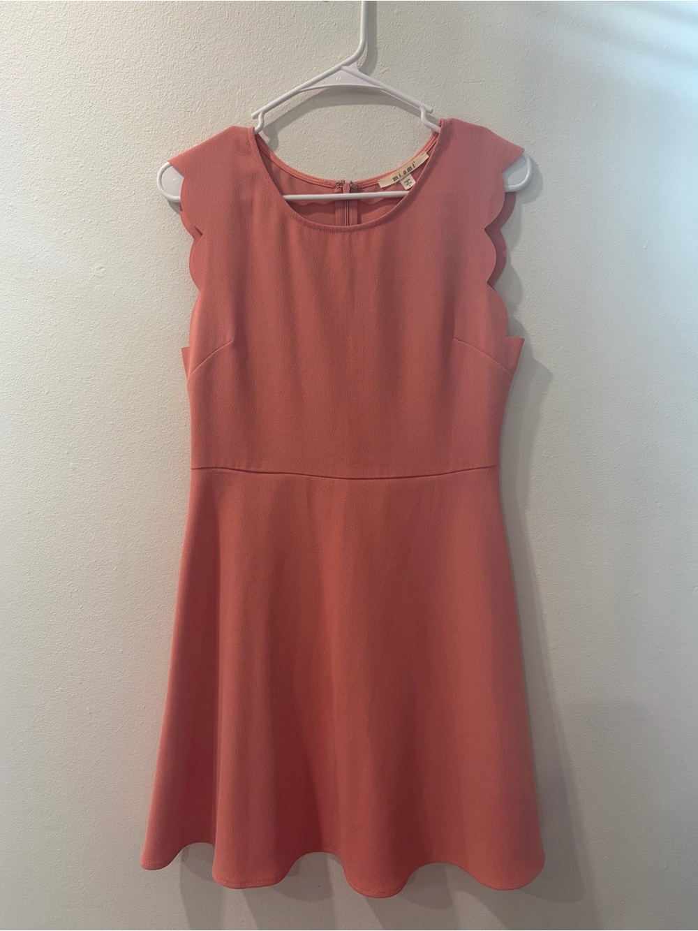 miami Coral Scalloped Fit & Flare Dress Women’s Size Small Sleeveless